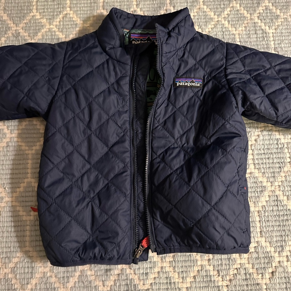 Patagonia Navy and Green Quilted Jacket